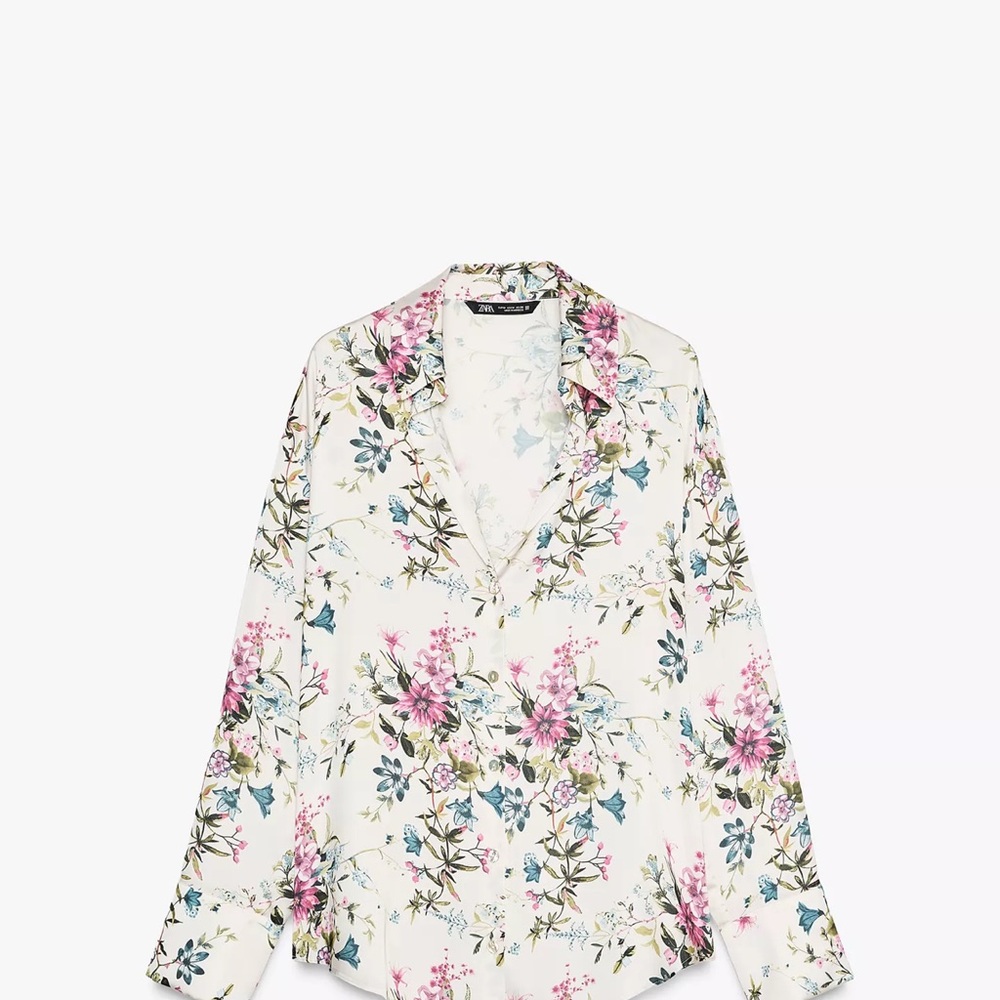 Zara Floral Blouse - White and Pink